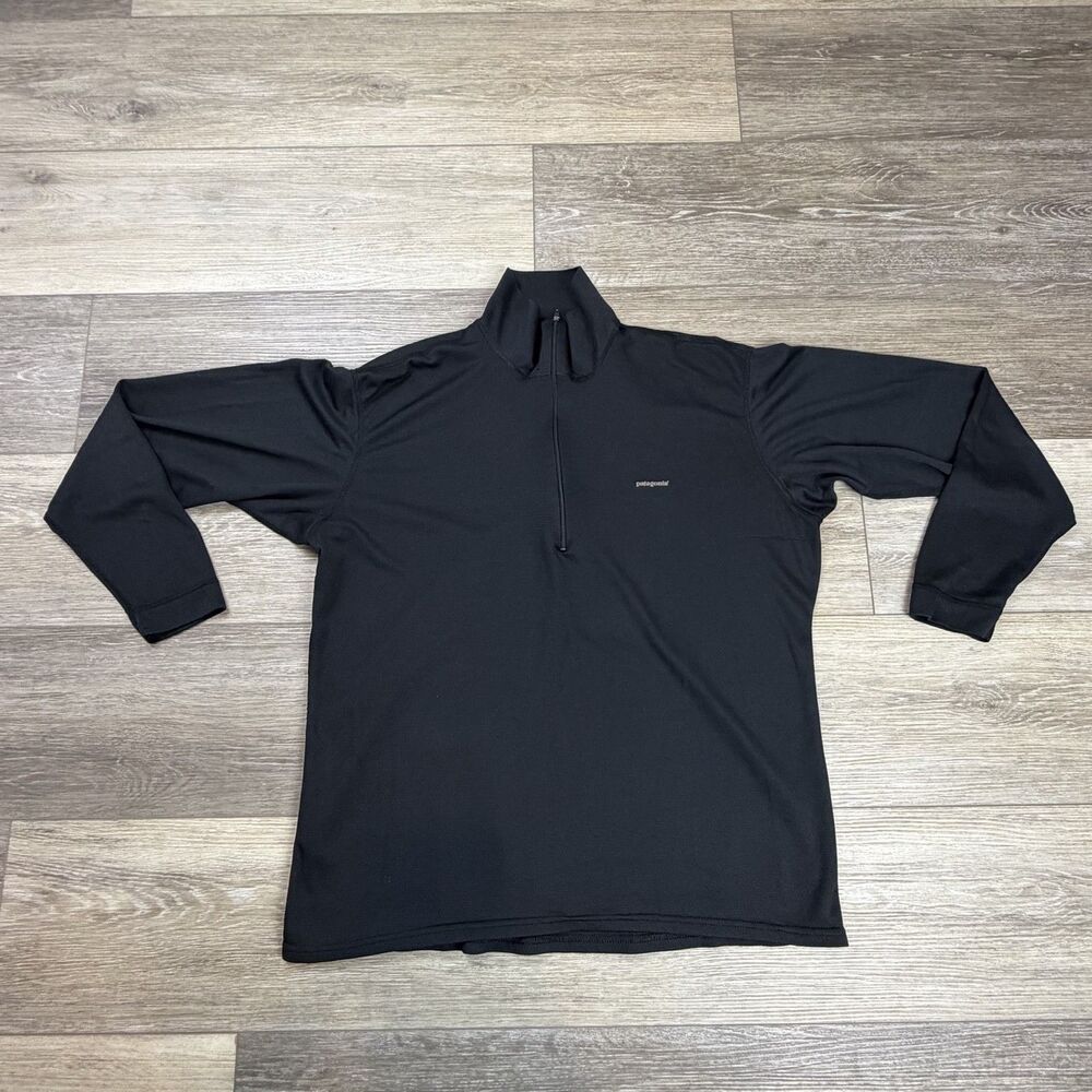 Patagonia Pullover Mens Medium Black Capilene 1/4 Zip Base Layer Thermal Shirt